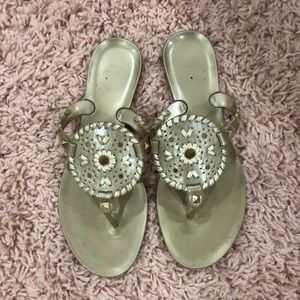 Gold Jelly Jack Rogers sandals